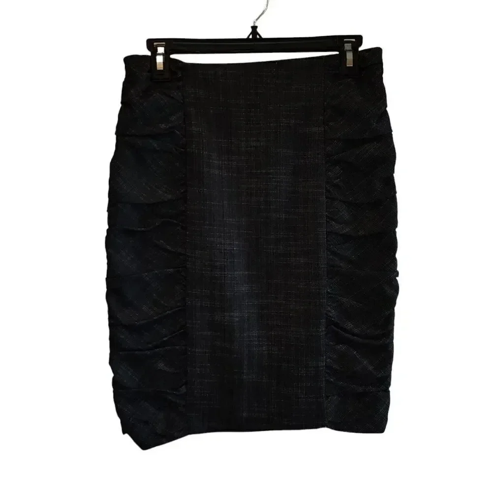 Anthropologie Cartonnier Pencil Skirt Business Womens Size 2 Gray Ruched Detail